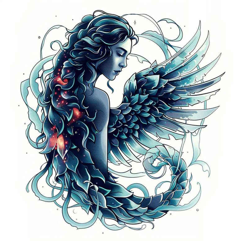 angel – tattoo design ideas free ai generated – realism-photo-realistic – for-arm – Gallery: angel-inkby-ai