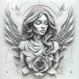 angel – tattoo design ideas free ai generated – realism-photo-realistic – for-arm – Gallery: angel-inkby-ai