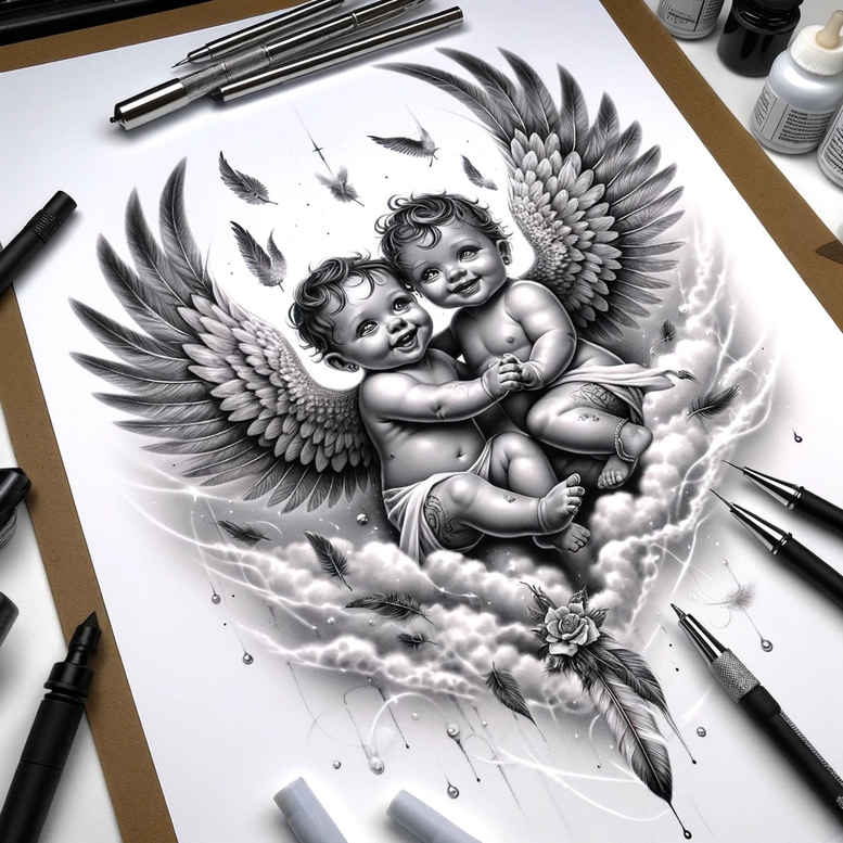 angel – tattoo design ideas free ai generated – realism-photo-realistic – for-arm – Gallery: angel-inkby-ai