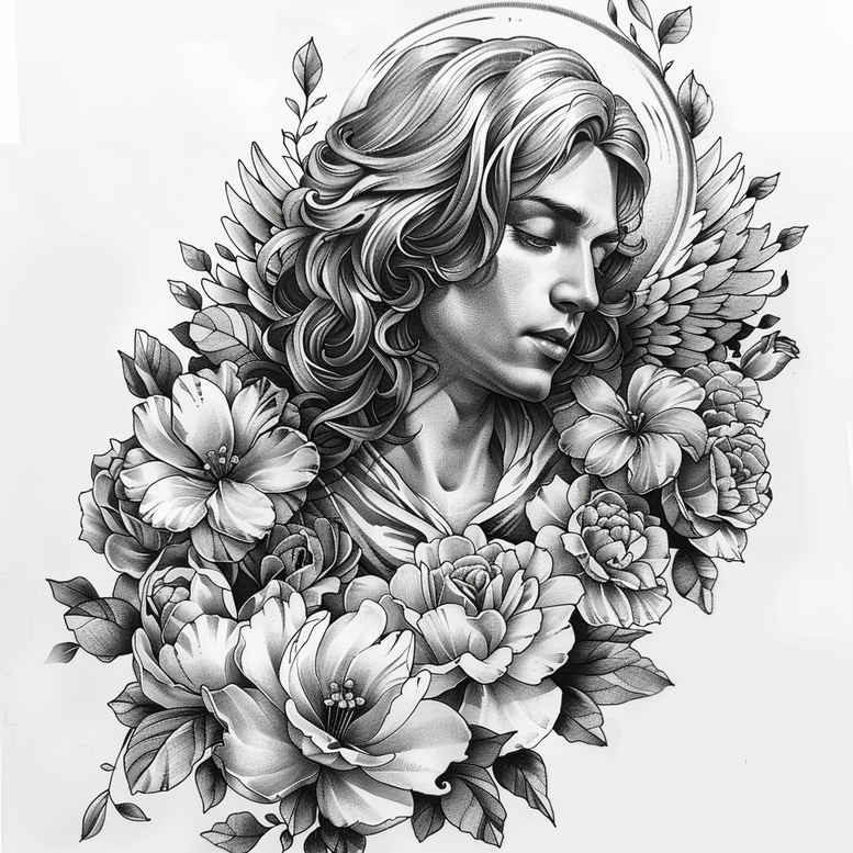 angel – tattoo design ideas free ai generated – realism-photo-realistic – for-arm – Gallery: angel-inkby-ai