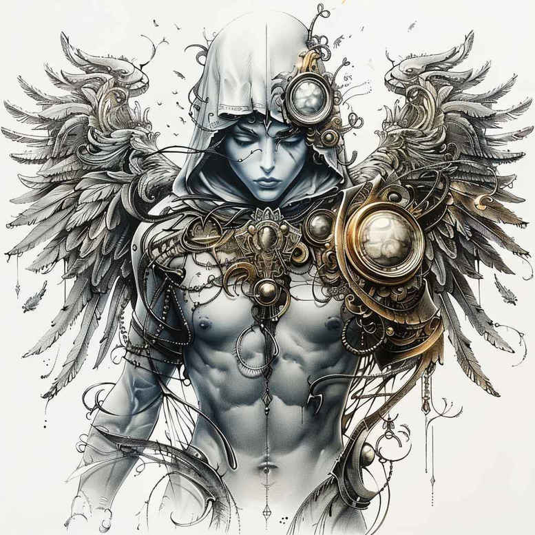 angel – tattoo design ideas free ai generated – realism-photo-realistic – for-arm – Gallery: angel-inkby-ai