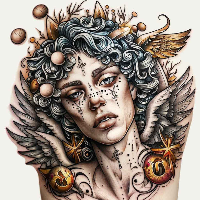 angel – tattoo design ideas free ai generated – realism-photo-realistic – for-arm – Gallery: angel-inkby-ai