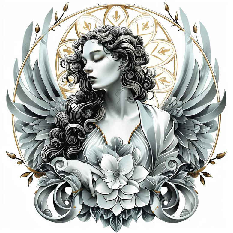 angel – tattoo design ideas free ai generated – realism-photo-realistic – for-arm – Gallery: angel-inkby-ai