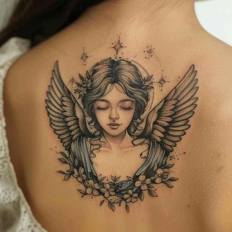 angel – tattoo design ideas free ai generated – realism-photo-realistic – for-arm – Gallery: angel-inkby-ai