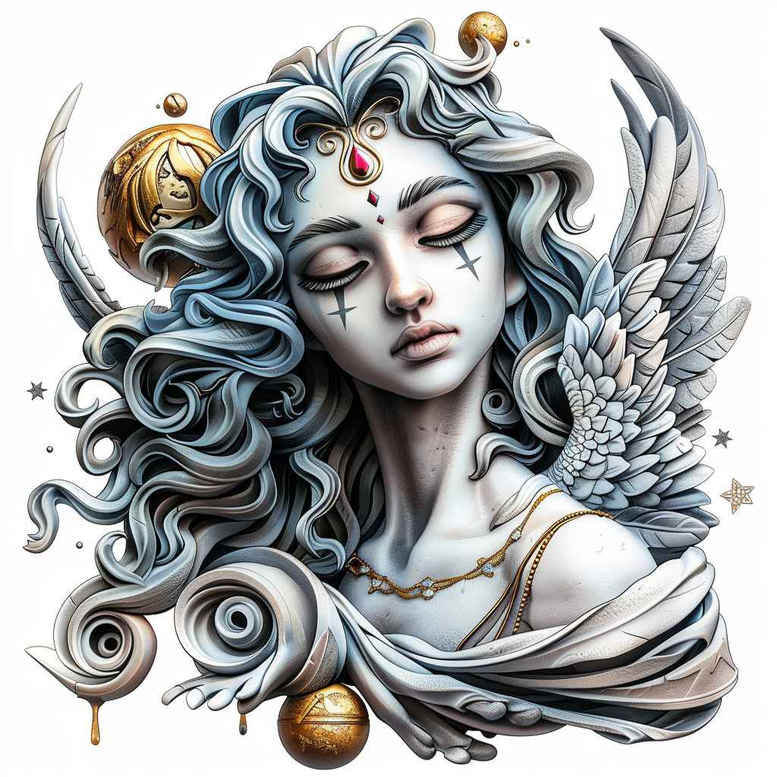 angel – tattoo design ideas free ai generated – realism-photo-realistic – for-arm – Gallery: angel-inkby-ai