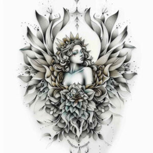 angel-of-truth – tattoo design ideas free ai generated – neotraditional-balanced-tones – for-lower-thigh – Gallery: angel-inkby-ai