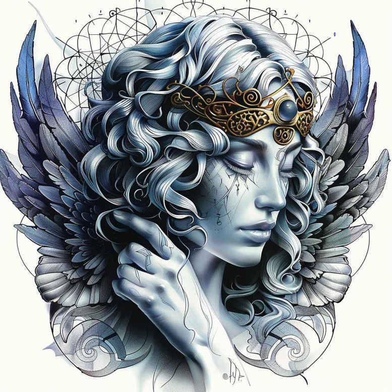 angel-protector – tattoo design ideas free ai generated – realism-depth-shading – for-hip – Gallery: angel-inkby-ai