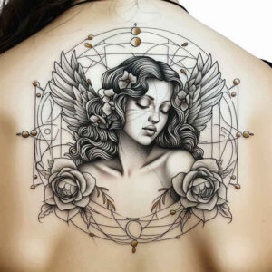 protective-guardian-angel – tattoo design ideas free ai generated – neotraditional-color-richness – for-upper-shoulder – Gallery: angel-inkby-ai