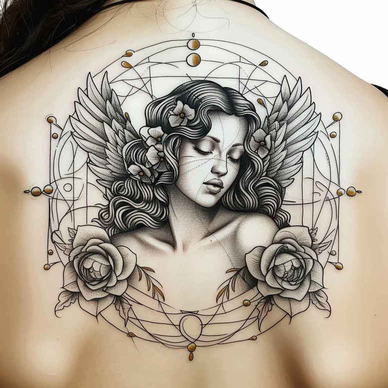 protective-guardian-angel – tattoo design ideas free ai generated – neotraditional-color-richness – for-upper-shoulder – Gallery: angel-inkby-ai