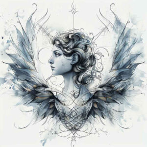 angel tattoo design ideas Surrealism enigmatic angelic spirit for shoulder