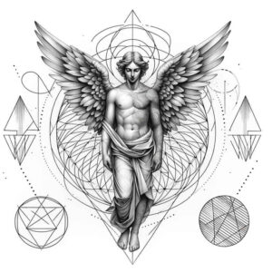 angel tattoo design ideas Surrealism floating elements celestial protector for toe