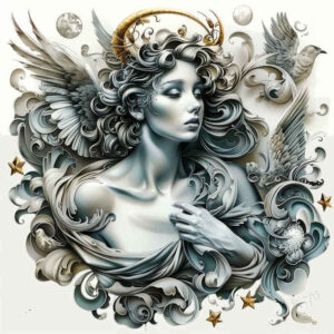 angel tattoo design ideas Realism seamless blend ethereal light for knee