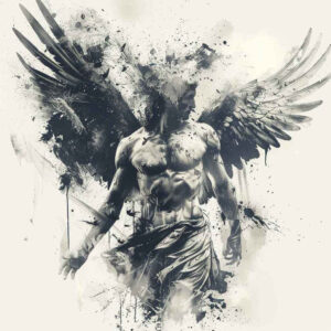 angel tattoo design ideas sharp contrast heavenly for upper thigh