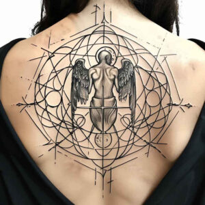 angel tattoo design ideas Surrealism altered reality holy aura for scapula