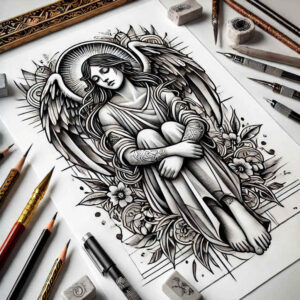 angel-tattoo-designs-ideas-ai-generated--classic-motifs-angelic-spirit-for-palm