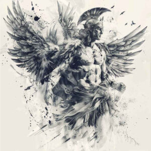 angel-tattoo-designs-ideas-ai-generated--realism-skin-realism-heavenly-host-for-forearm