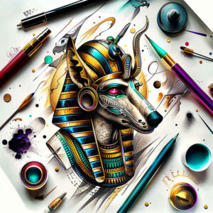 anubis-care-light-and-shadow-play-for-behind-ear – tattoo design ideas free ai generated – Gallery: anubis-inkby-ai