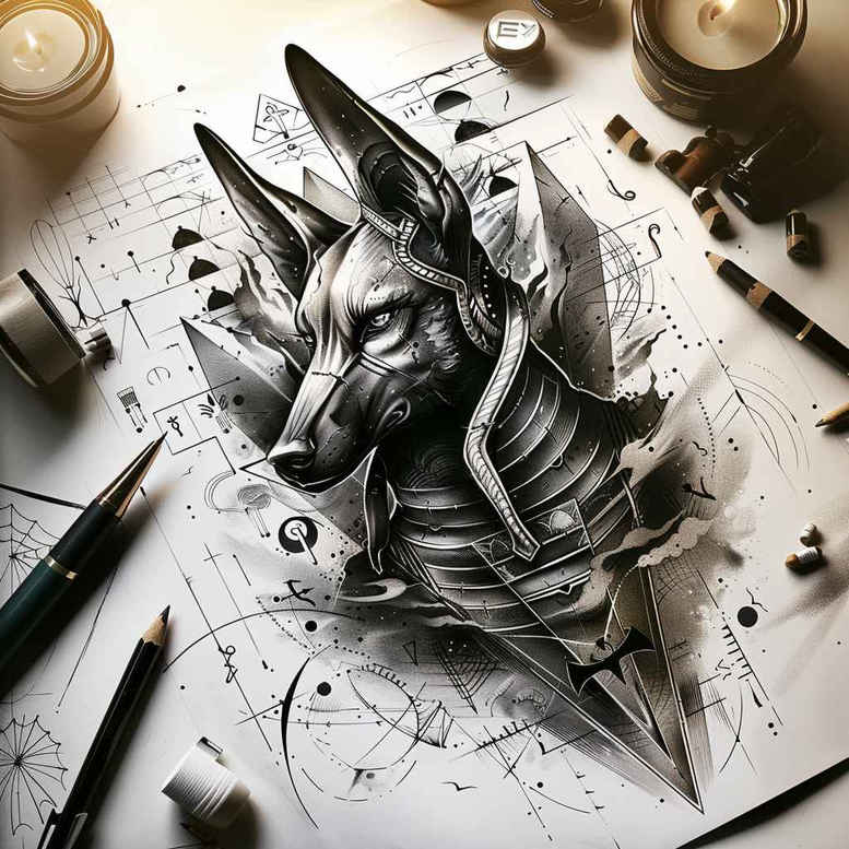 divine-energy-anubis-realistic-for-knee – tattoo design ideas free ai generated – Gallery: anubis-inkby-ai