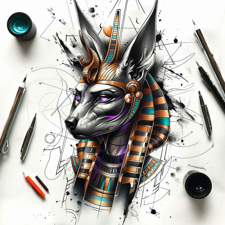 anubis-protector-realistic-perspective-for-back-of-neck – tattoo design ideas free ai generated – Gallery: anubis-inkby-ai