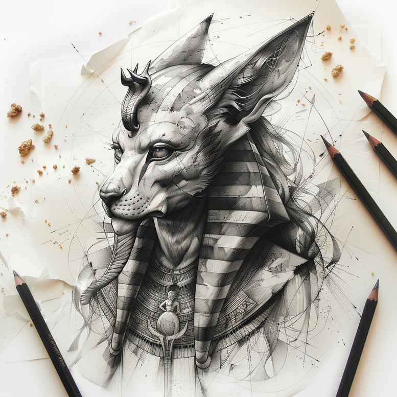 anubis-mummification-naturalistic-for-knee – tattoo design ideas free ai generated – Gallery: anubis-inkby-ai