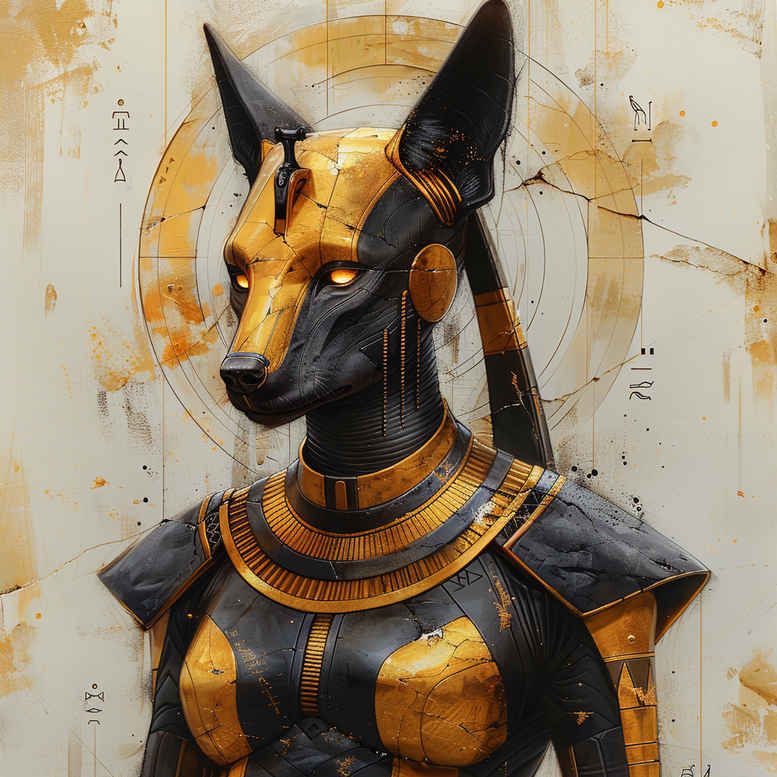 anubis tattoo design ideas balanced color ancient Egypt for shoulder blade