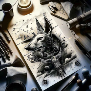 anubis tattoo design ideas Surrealism morphic death for side