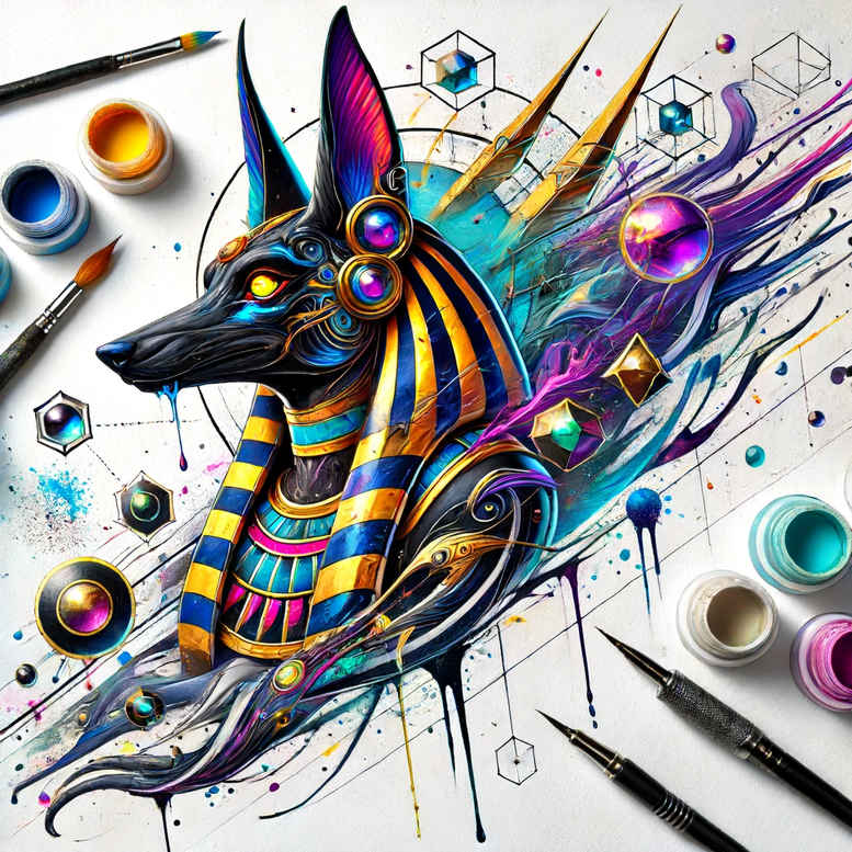 anubis tattoo design ideas Surrealism timeless embalmer for upper back