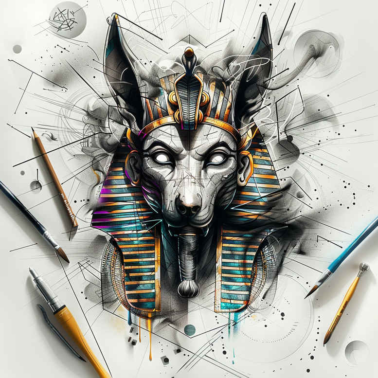 anubis tattoo design ideas color depth guardian of tombs for hand
