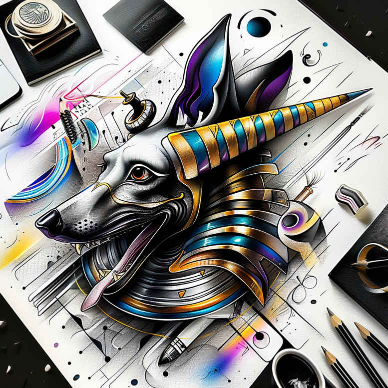 anubis tattoo design ideas Realism reflective light judgment for wrist side