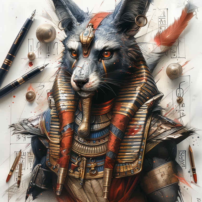 anubis tattoo design ideas Surrealism ghostly shapes mysterious for shoulder blade