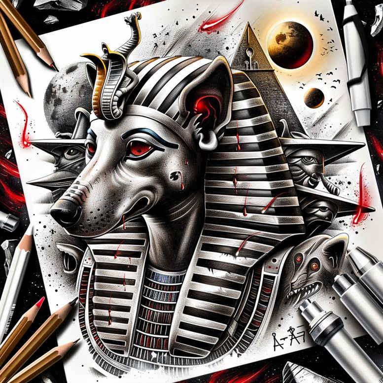 anubis tattoo design ideas Realism full detail power for lower chest
