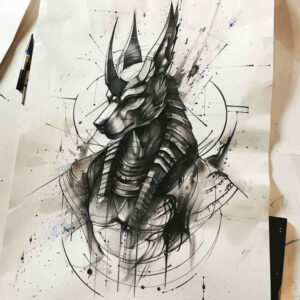 anubis tattoo design ideas Realism realistic lighting sacred animal for behind ear