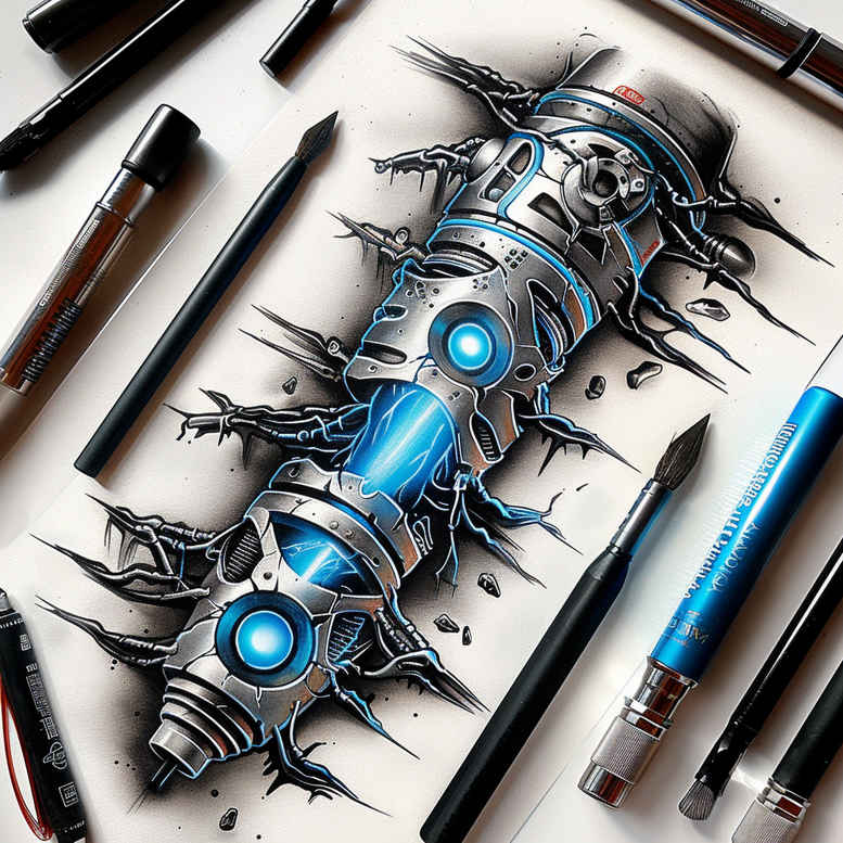 biomechanics tattoo design ideas intricate abstract mechanics endurance and power