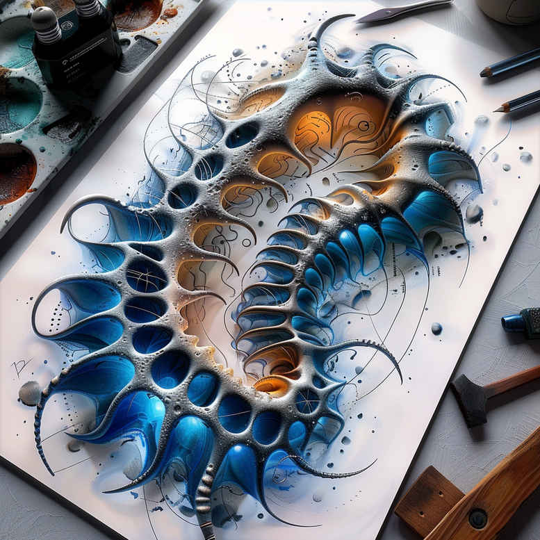 biomechanics tattoo design ideas subtle tone abstract mechanics for lower chest