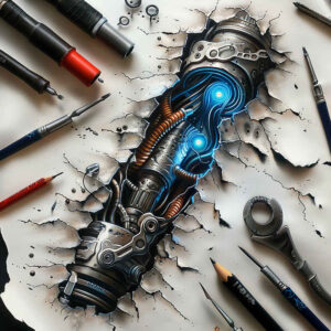 biomechanics tattoo design ideas Realism photographic quality anatomy art for neck