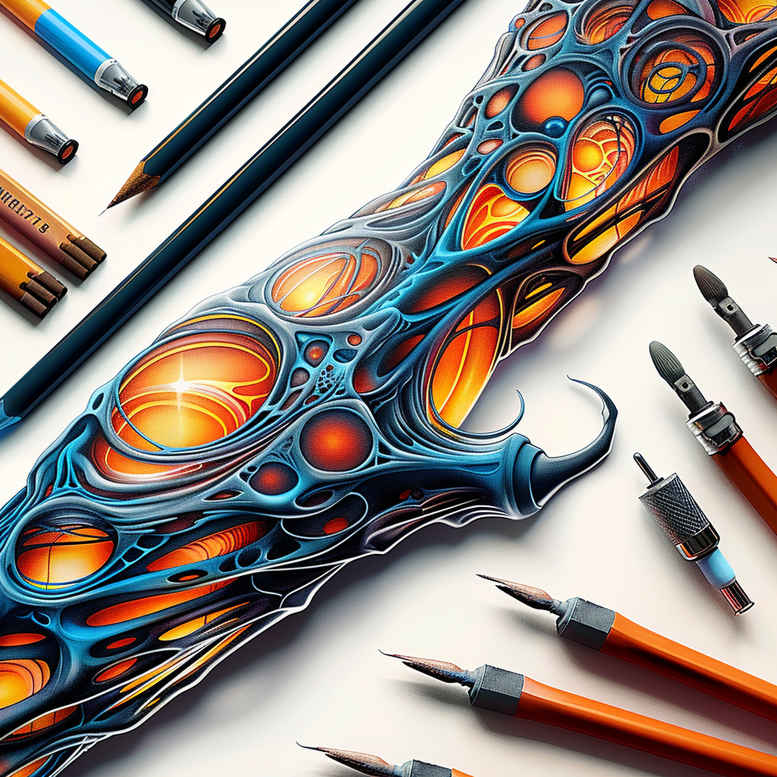 biomechanics tattoo design ideas Neotraditional balanced tones biomechanical fusion represents endurance