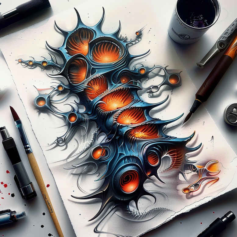 biomechanics tattoo design ideas artistic flair detailed textures embodying resilience
