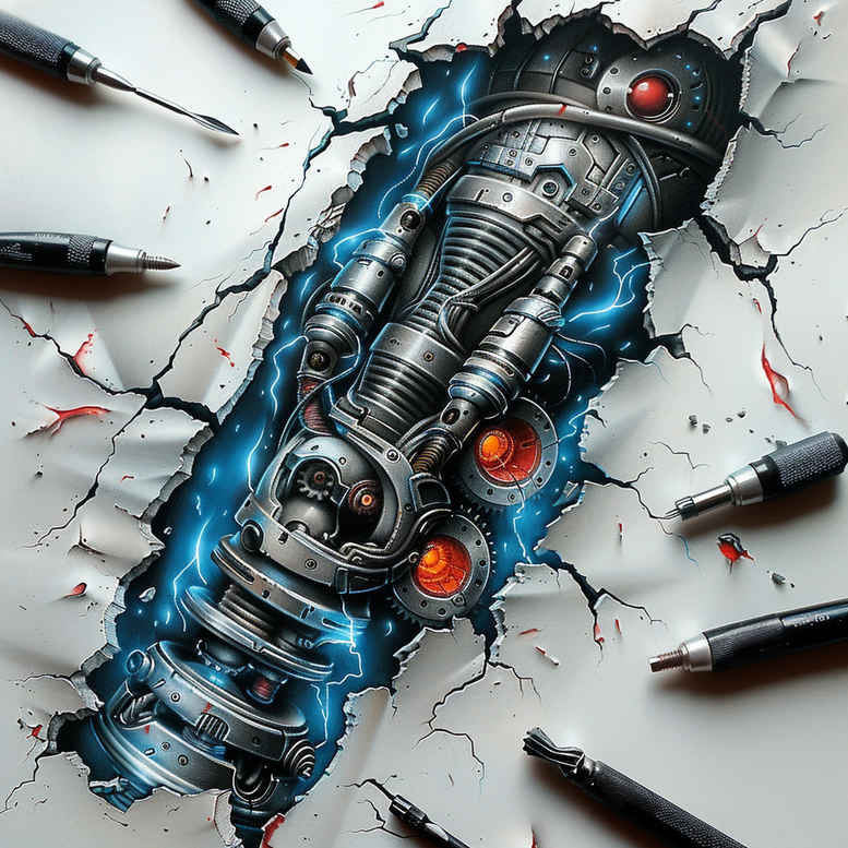 biomechanics tattoo design ideas Realism clean background dynamic curves meaning courage