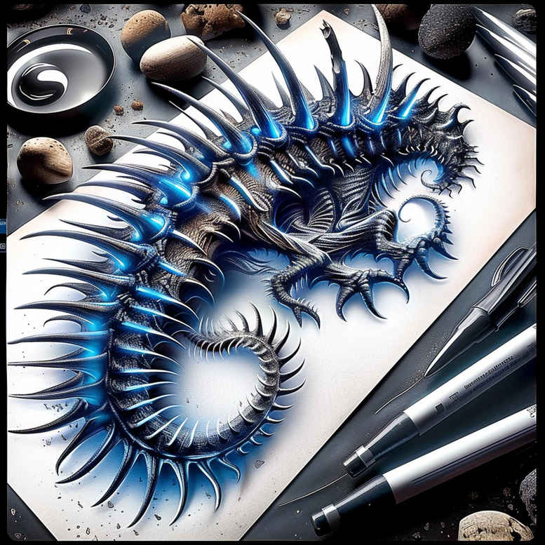 biomechanics tattoo design ideas Surrealism fantasy-inspired dynamic lines for back