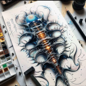 biomechanics tattoo design ideas Realism precise gradient dynamic lines for upper shoulder