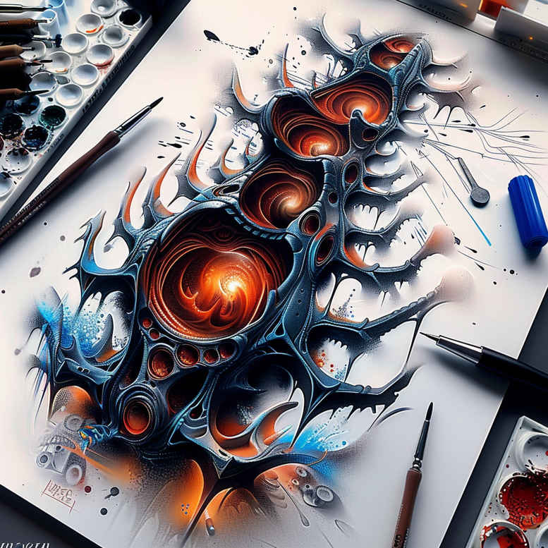 biomechanics tattoo design ideas accent shading dynamic lines stands for courage