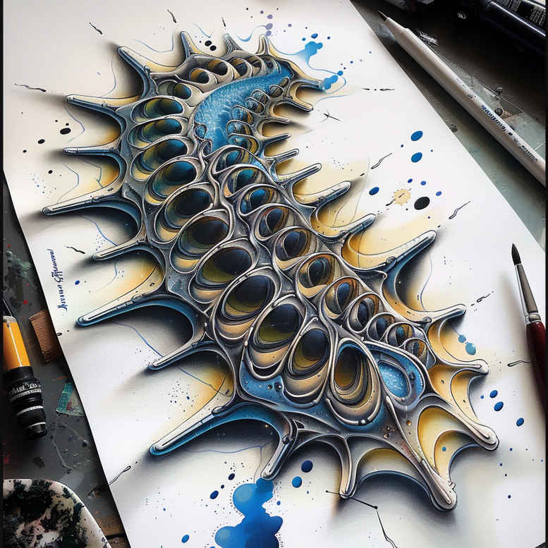 biomechanics tattoo design ideas bold outline dynamic lines symbolising perseverance