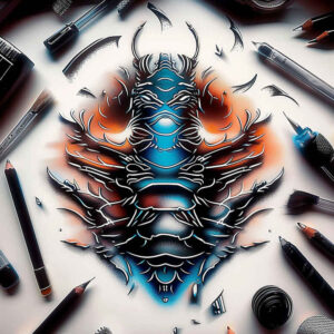 biomechanics tattoo design ideas Surrealism enigmatic visuals flexible joints represents perseverance
