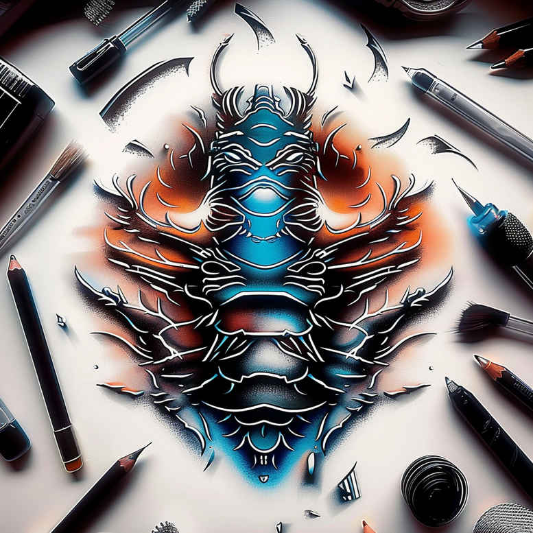 biomechanics tattoo design ideas Surrealism enigmatic visuals flexible joints represents perseverance