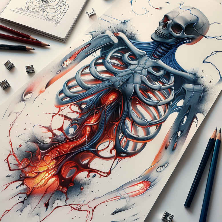 biomechanics tattoo design ideas Realism detailed rendering functional anatomy for back of neck