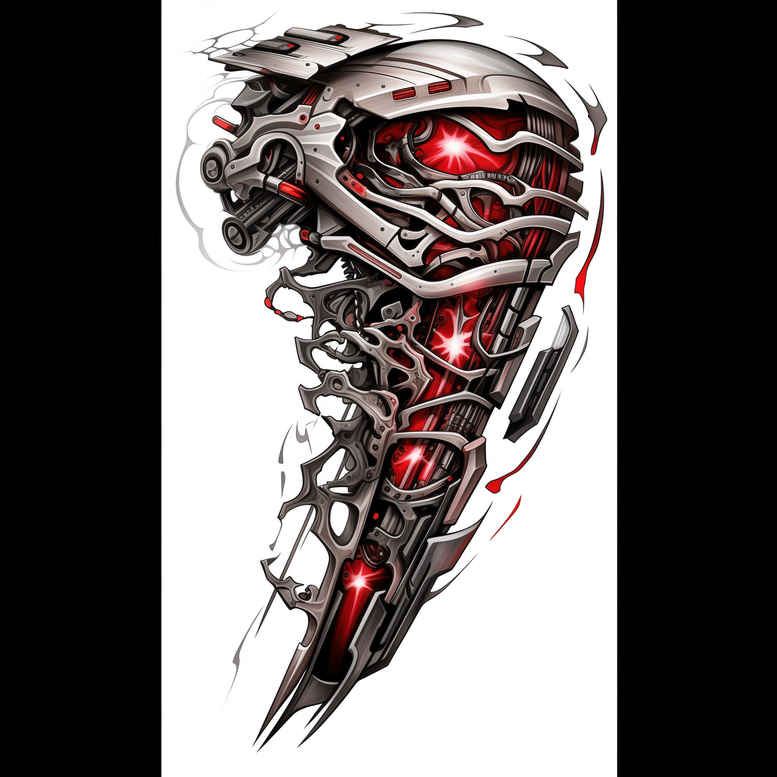 biomechanics tattoo design ideas Surrealism whimsical joint mechanics symbol of resilience