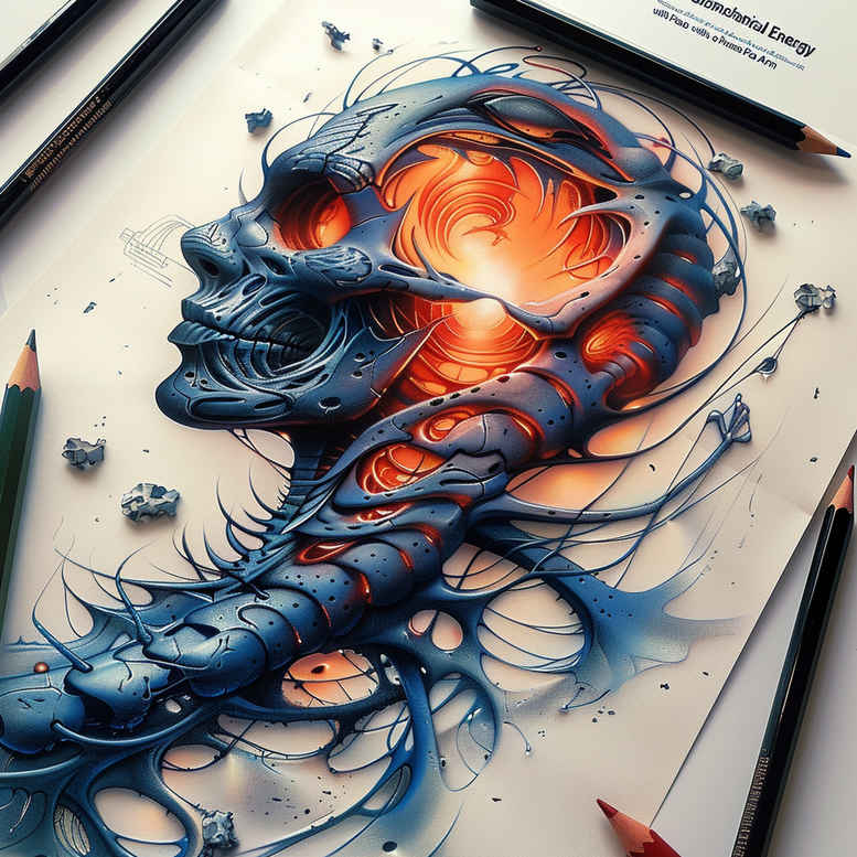 biomechanics tattoo design ideas Surrealism visual paradox joint rotation symbol of resilience