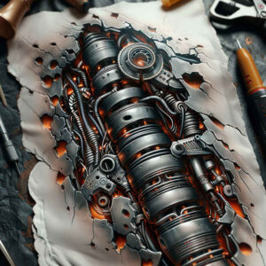 biomechanics tattoo design ideas Realism real shadows kinetic flow for shin