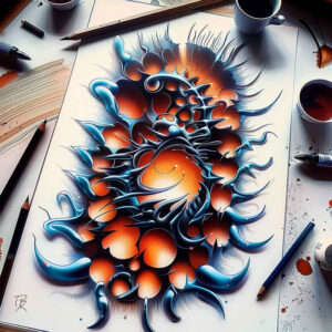 biomechanics tattoo design ideas clean contrast layered shading for nape