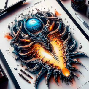 biomechanics tattoo design ideas Realism photographic quality layered shading shows determination